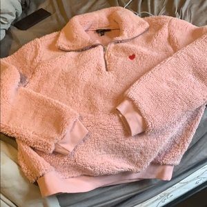Pink fluffy pullover sweater